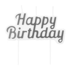 Vela Happy birthday plateada - PME