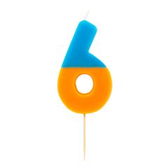 Vela naranja y azul número 6 - Talking Tables