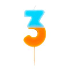 Vela naranja y azul número 3 - Talking Tables