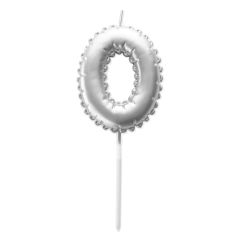 Vela plateada con forma de globo número 0 - Pastkolor