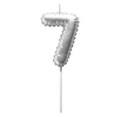 Vela plateada con forma de globo número 7 - Pastkolor