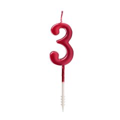 Vela roja metalizada número 3 - Ibili