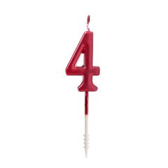 Vela roja metalizada número 4 - Ibili