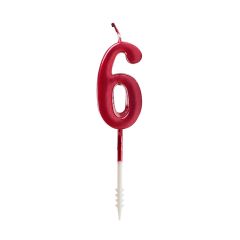 Vela roja metalizada número 6 - Ibili