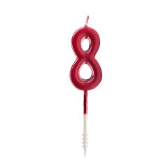 Vela roja metalizada número 8 - Ibili