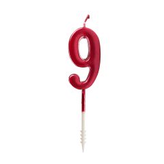 Vela roja metalizada número 9 - Ibili