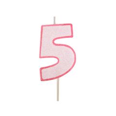 Vela rosa con purpurina número 5 - Modecor
