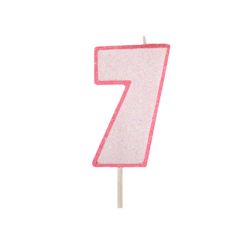 Vela rosa con purpurina número 7 - Modecor