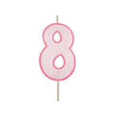 Vela rosa con purpurina número 8 - Modecor