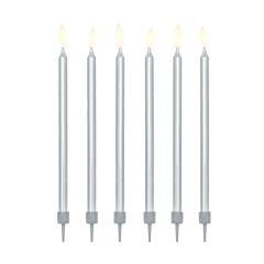 Velas largas plateadas (12) - PartyDeco
