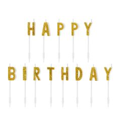 Velas letras con purpurina dorada Happy Birthday (13) - PartyDeco