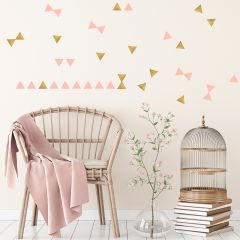 Vinilos triángulos dorados y rosas (72) - Pom