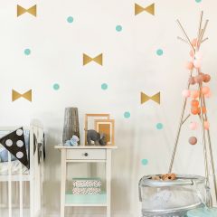 Vinilos triángulos y lunares dorados y menta (44) - Pom