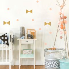 Vinilos triángulos y lunares dorados y rosa (44) - Pom