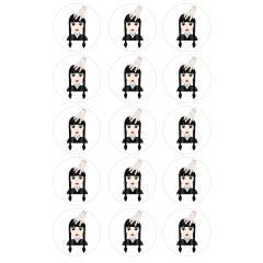 Oblea Wednesday Addams o Miércoles Addams 5 cm (15) - María Lunarillos