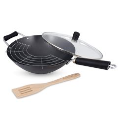 Wok antiadherente Excellence 32 cm con accesorios - Acero al carbono - Ken Hom