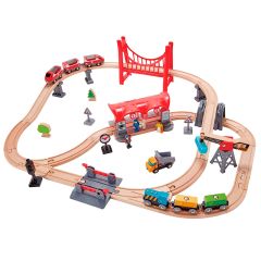 Circuito de madera con estación de ferrocarril - Hape