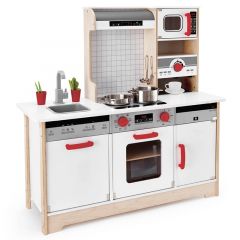 Cocinita de madera grande blanca y roja - Hape
