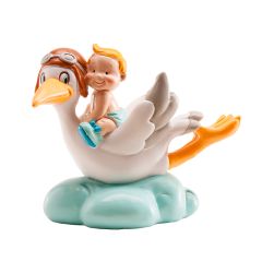 Figura cigüeña bebé niño 10 cm - Dekora