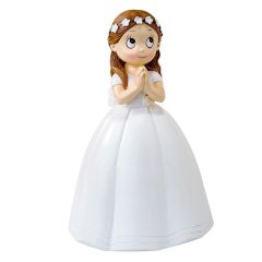 Figura niña de Comunión con corona de flores 16,5 cm - Mopec