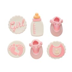 Figuras de azúcar rosas Girl (6) - Sin gluten - Decora