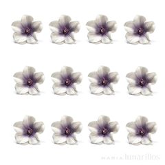 Flores Azaleas blancas y violetas de azúcar 5 cm (12) - Decora