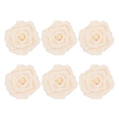 Flores rosas marfil de azúcar 7 cm (6) - Sin gluten - Dekora