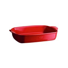 Fuente rectangular con asas roja 24 x 19 x 5,5 cm - Cerámica - Emile Henry