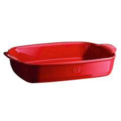 Fuente rectangular con asas roja 36 x 27 x 7 cm - Cerámica - Emile Henry