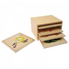 Gabinete de madera con 5 puzles animales - Montessori