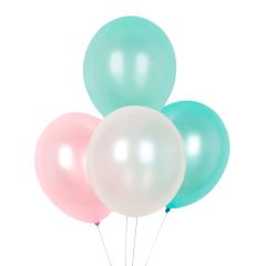 Globos metalizados rosas, verdes y blancos (10) - My Little Day