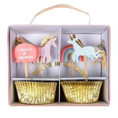 Kit toppers y cápsulas cupcakes I Believe In Unicorns (24) - Meri Meri