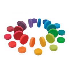 Monedas de madera colores arcoíris (24) - Grimm's