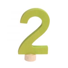 Número 2 clásico de madera verde lima para calendario anual circular y para la espiral - Grimm's