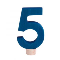 Número 5 clásico de madera azul oscuro para calendario anual circular y para la espiral - Grimm's