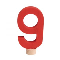 Número 9 clásico de madera rojo para calendario anual circular y para espiral - Grimm's