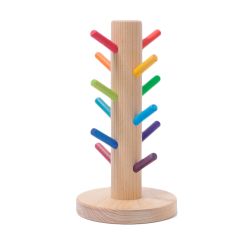 Organizador de madera para encajar y clasificar aros colores arcoíris - Grimm's