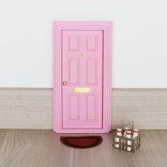 Puerta sencilla rosa para Ratoncito + felpudo + lechera {Puertas para el Ratoncito Pérez}