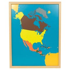Puzle de madera de América del Norte con marco - Montessori