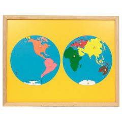 Puzle de madera del mundo continentes con marco - Montessori