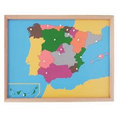 Puzle de madera de España con marco - Montessori
