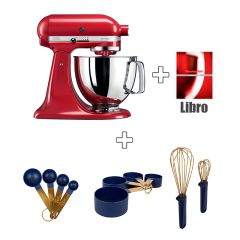Robot amasador rojo imperial 4,8 l - Artisan 5KSM125 - KitchenAid + LIBRO + REGALO utensilios