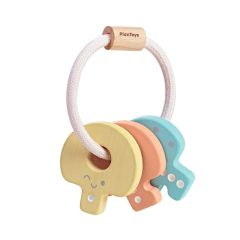 Sonajero de madera llavero colores pastel - PlanToys