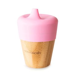 Vaso de aprendizaje con tapa de silicona rosa 190 ml - Madera de Bambú - Eco Rascals