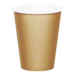 Vasos de papel dorados 250 ml (8) - Conver Party