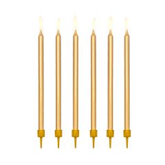 Velas largas doradas (12) - PartyDeco