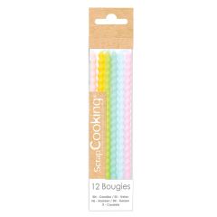 Velas largas espiral colores pastel (12) - Scrapcooking